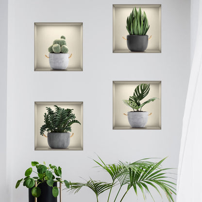 Stickers muraux 3D autocollants avec plantes botaniques