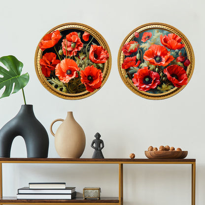 Autocollants muraux ronds 3D en forme de fleurs