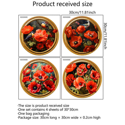 Autocollants muraux ronds 3D en forme de fleurs