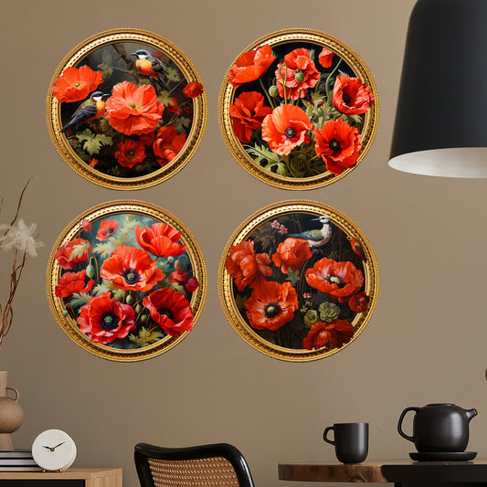 Autocollants muraux ronds 3D en forme de fleurs