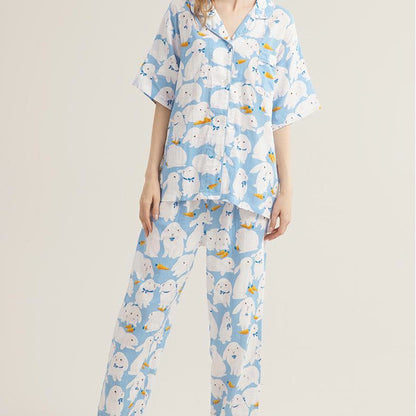 Ensemble de nuit mignon en gaze de coton avec motif lapin
