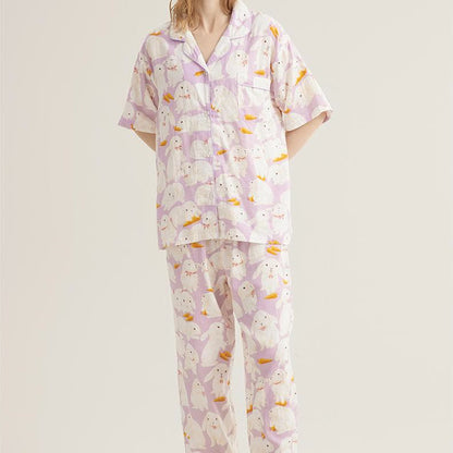 Ensemble de nuit mignon en gaze de coton avec motif lapin