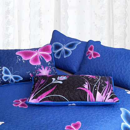 Parure de lit matelassée avec papillons pastoraux (3 pièces)