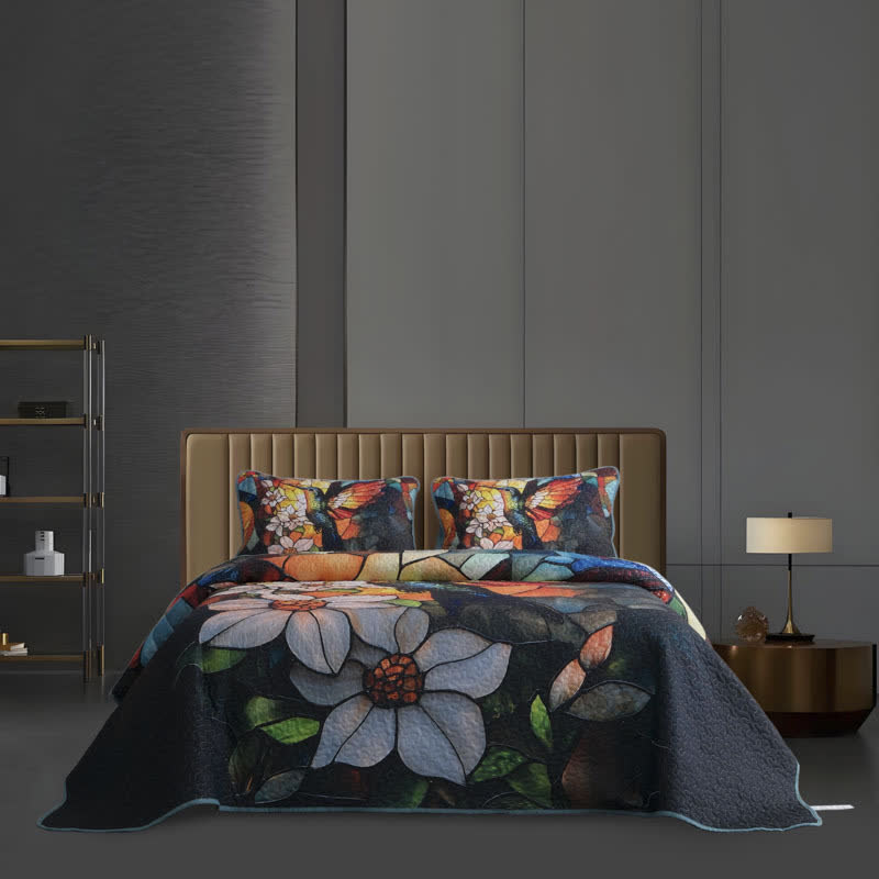 Parure de lit matelassée et douce de style rétro (3 pièces)