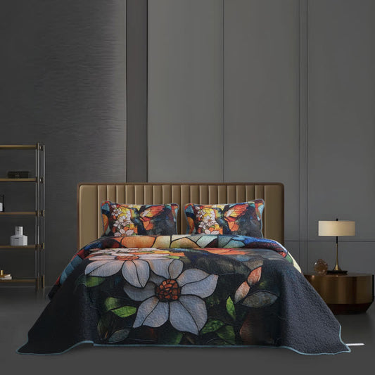 Parure de lit matelassée et douce de style rétro (3 pièces)