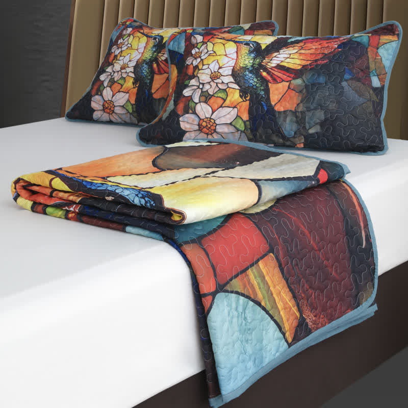 Parure de lit matelassée et douce de style rétro (3 pièces)