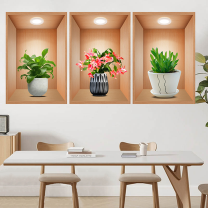 Autocollants muraux botaniques 3D pour décoration de fond