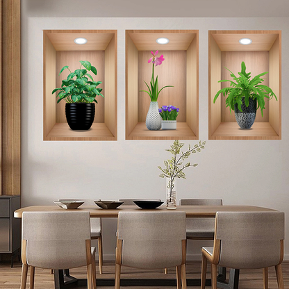 Autocollants muraux botaniques 3D pour décoration de fond