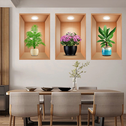Autocollants muraux botaniques 3D pour décoration de fond