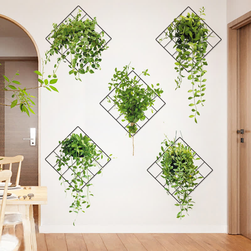 Stickers muraux 3D avec motifs botaniques dans un pot