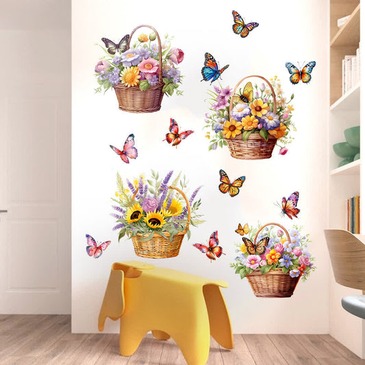 Stickers muraux amovibles avec fleurs et papillons