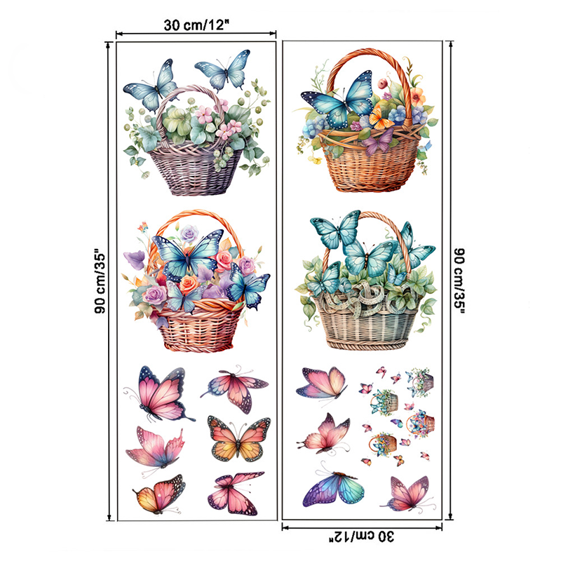 Stickers muraux amovibles avec fleurs et papillons