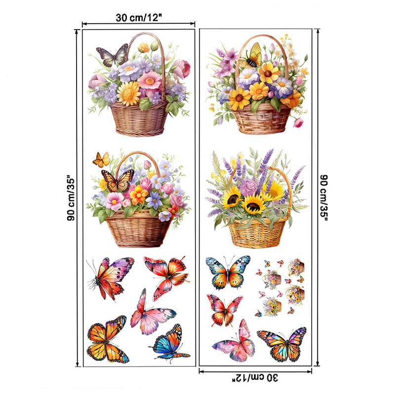 Stickers muraux amovibles avec fleurs et papillons