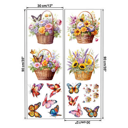 Stickers muraux amovibles avec fleurs et papillons