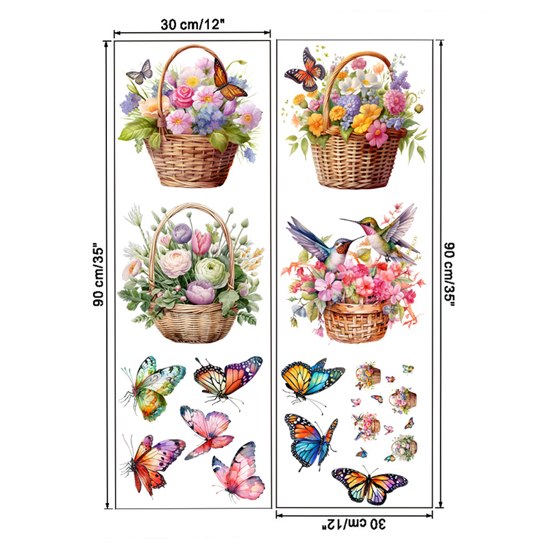 Stickers muraux amovibles avec fleurs et papillons