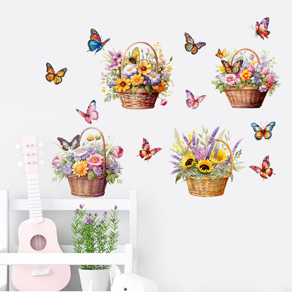 Stickers muraux amovibles avec fleurs et papillons