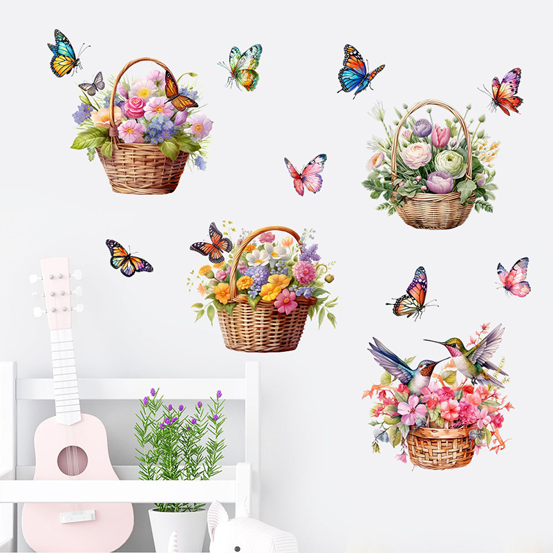 Stickers muraux amovibles avec fleurs et papillons