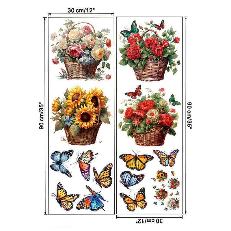 Stickers muraux amovibles avec fleurs et papillons