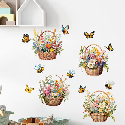 Stickers muraux amovibles avec fleurs et papillons