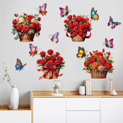Stickers muraux amovibles avec fleurs et papillons