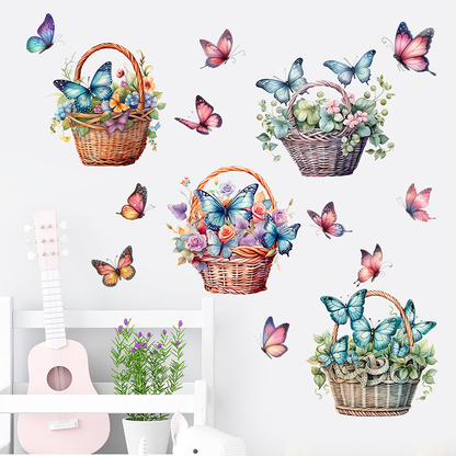 Stickers muraux amovibles avec fleurs et papillons