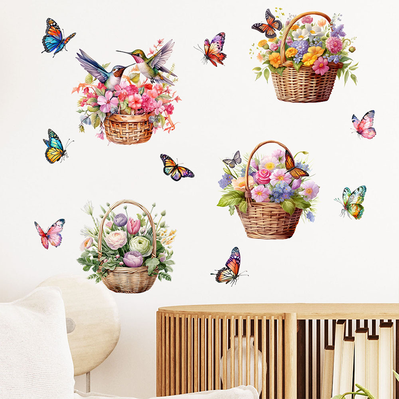 Stickers muraux amovibles avec fleurs et papillons