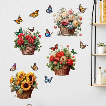 Stickers muraux amovibles avec fleurs et papillons