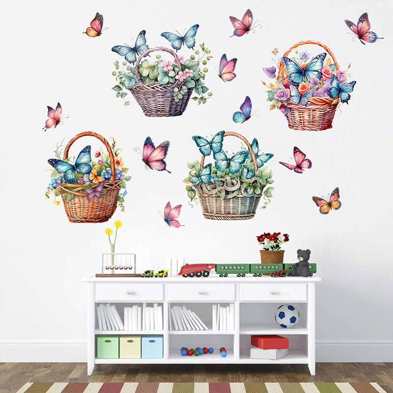 Stickers muraux amovibles avec fleurs et papillons