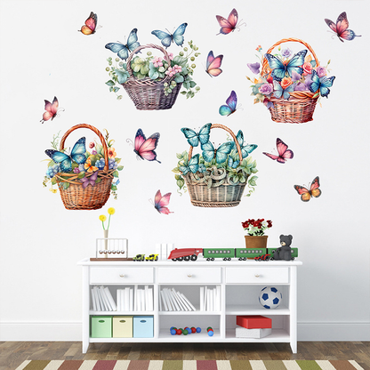 Stickers muraux amovibles avec fleurs et papillons