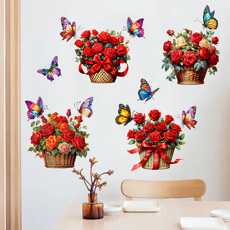 Stickers muraux amovibles avec fleurs et papillons