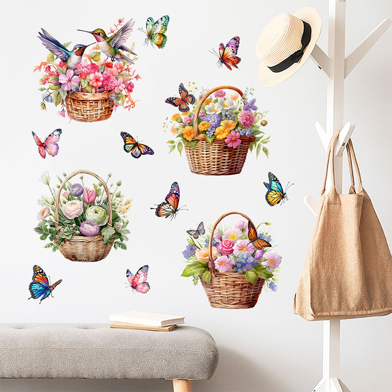 Stickers muraux amovibles avec fleurs et papillons