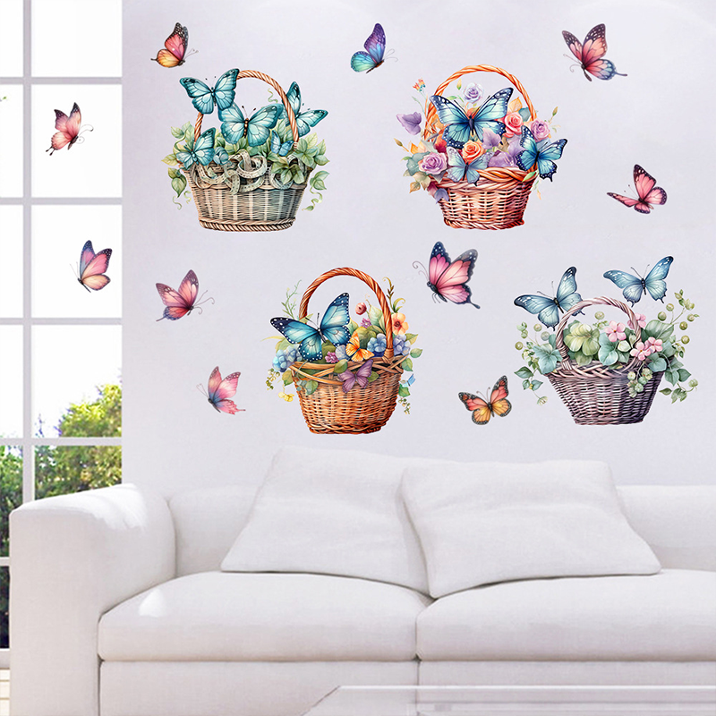 Stickers muraux amovibles avec fleurs et papillons