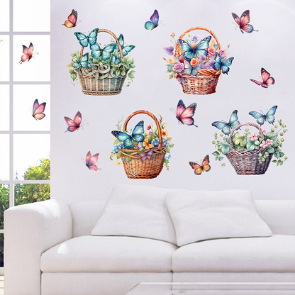 Stickers muraux amovibles avec fleurs et papillons