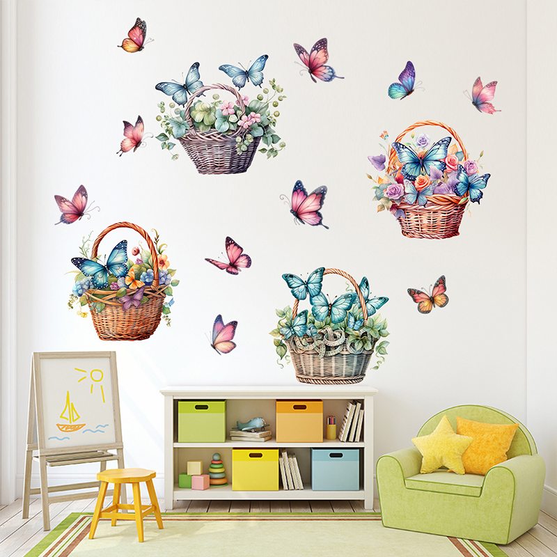Stickers muraux amovibles avec fleurs et papillons