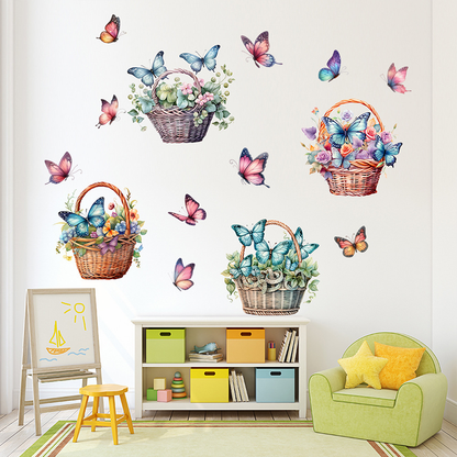 Stickers muraux amovibles avec fleurs et papillons