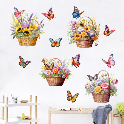 Stickers muraux amovibles avec fleurs et papillons