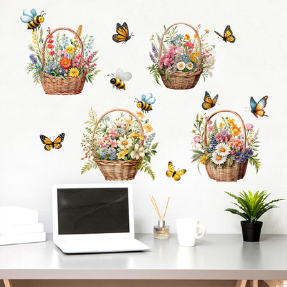 Stickers muraux amovibles avec fleurs et papillons