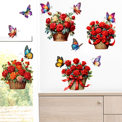 Stickers muraux amovibles avec fleurs et papillons