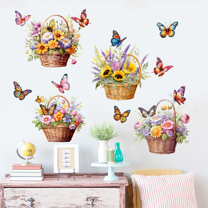 Stickers muraux amovibles avec fleurs et papillons
