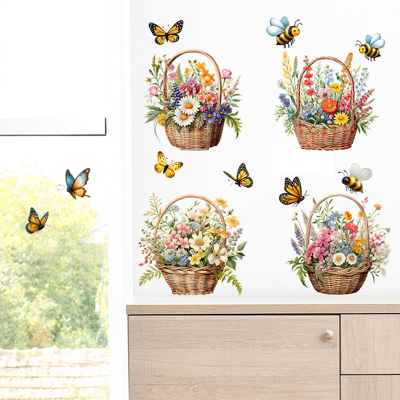 Stickers muraux amovibles avec fleurs et papillons