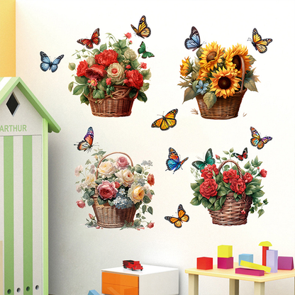 Stickers muraux amovibles avec fleurs et papillons
