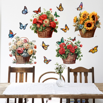 Stickers muraux amovibles avec fleurs et papillons