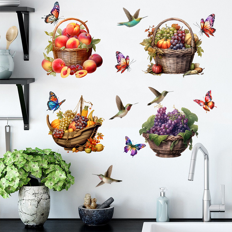 Stickers muraux amovibles avec fleurs et papillons