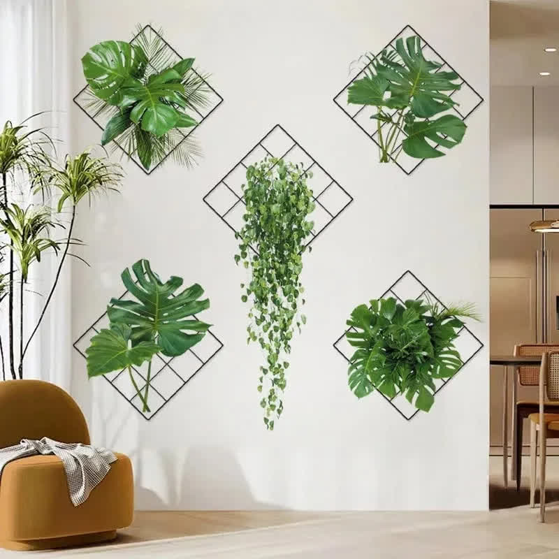 Stickers muraux 3D avec motifs botaniques dans un pot