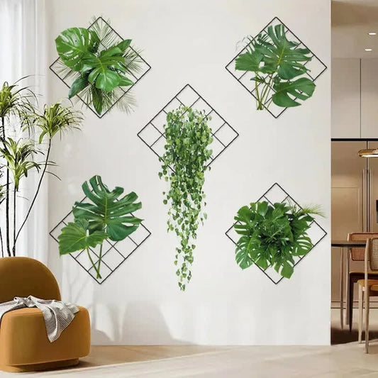 Stickers muraux 3D avec motifs botaniques dans un pot