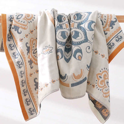 Serviette de plage Ownkoti en coton jacquard à imprimé floral