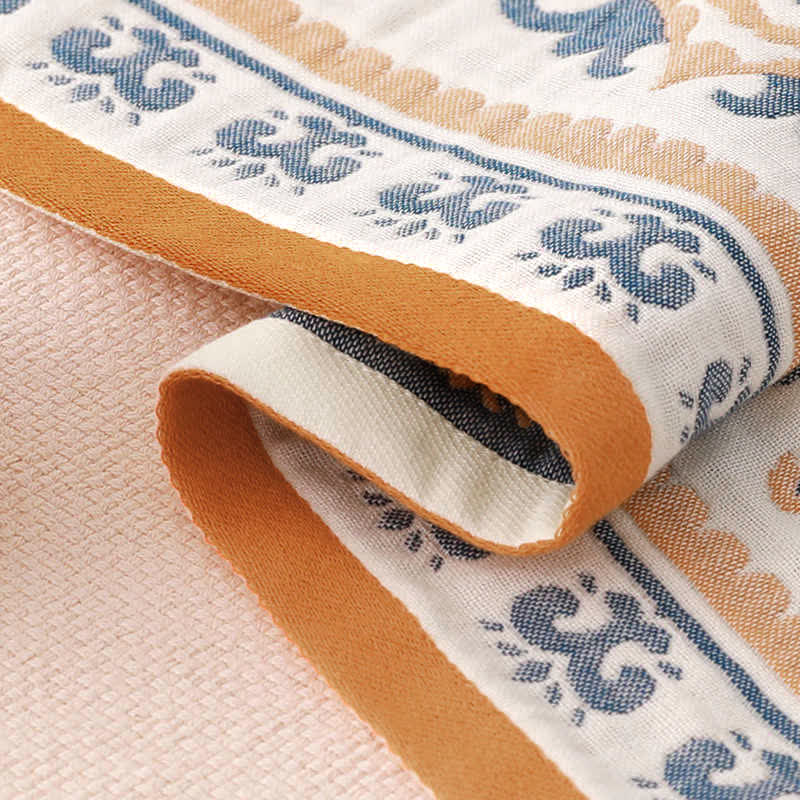 Serviette de plage Ownkoti en coton jacquard à imprimé floral