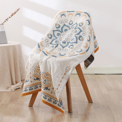 Serviette de plage Ownkoti en coton jacquard à imprimé floral