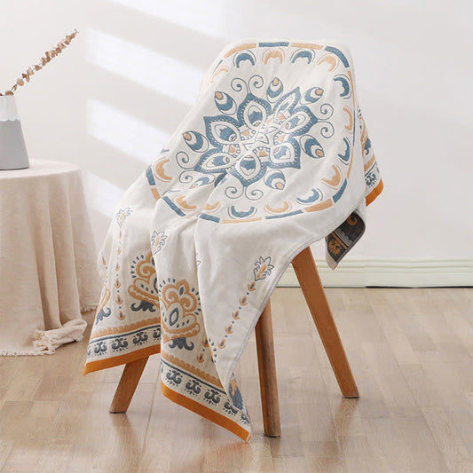 Serviette de plage Ownkoti en coton jacquard à imprimé floral