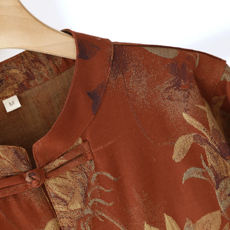 Ensemble pyjama rétro à col montant et motif tournesol pour couple